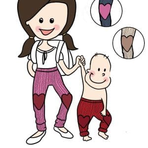 PRECO MANYMONTHS 2627 - Legging évolutif en laine mérinos avec patchs coeur