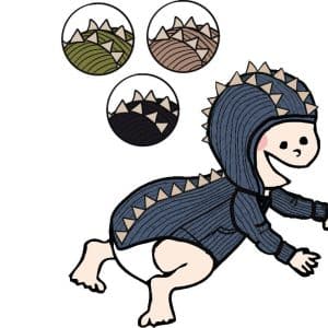 PRECO MANYMONTHS 2627 - Sweat DINO hoodie avec poche centrale en laine mérinos